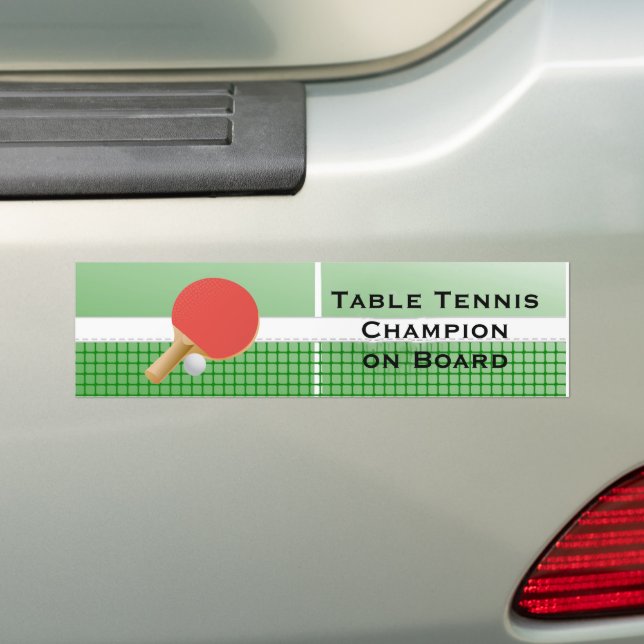 Ping Pong Table Tennis Design Bumper Sticker (On Car)