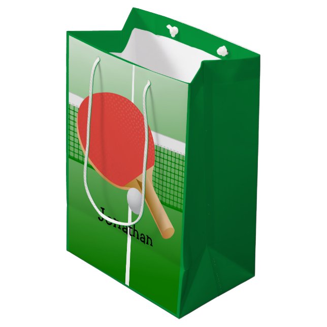 Ping Pong Table Tennis Design Medium Gift Bag (Front Angled)
