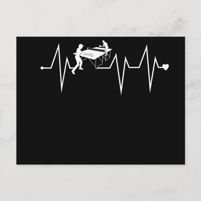 Ping Pong Table Tennis Heartbeat Heart Pulse Rate Invitation Postcard (Front)
