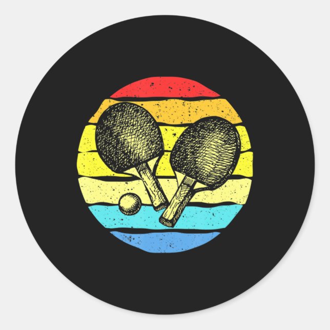 Ping Pong Table Tennis Lovers Retro  Classic Round Sticker (Front)