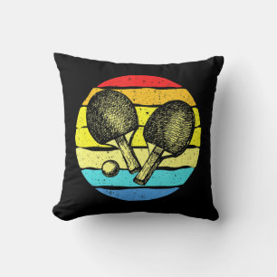 Ping Pong Table Tennis Lovers Retro  Cushion