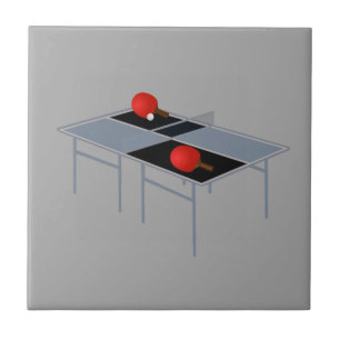 Ping Pong Table With Bats And Ball, Ceramic Tile