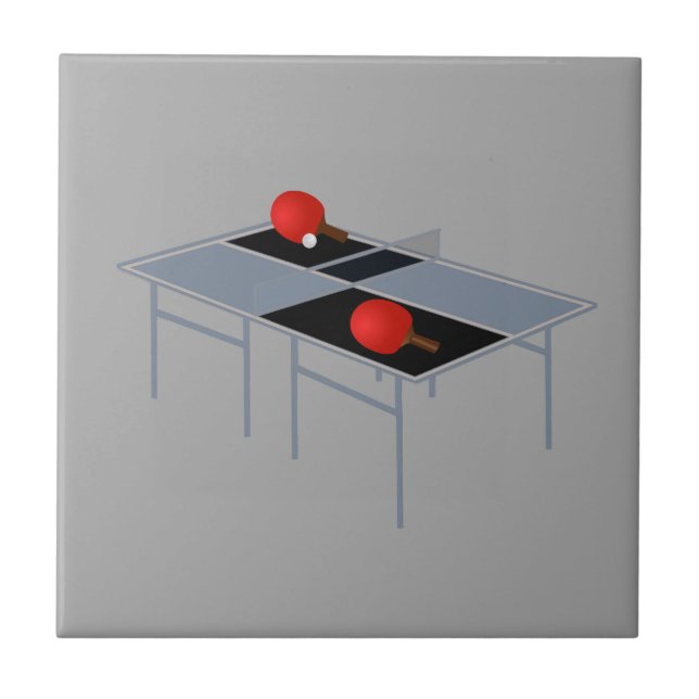 Ping Pong Table With Bats And Ball, Ceramic Tile (Front)