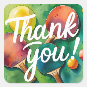 Ping Pong Thank You  Square Sticker