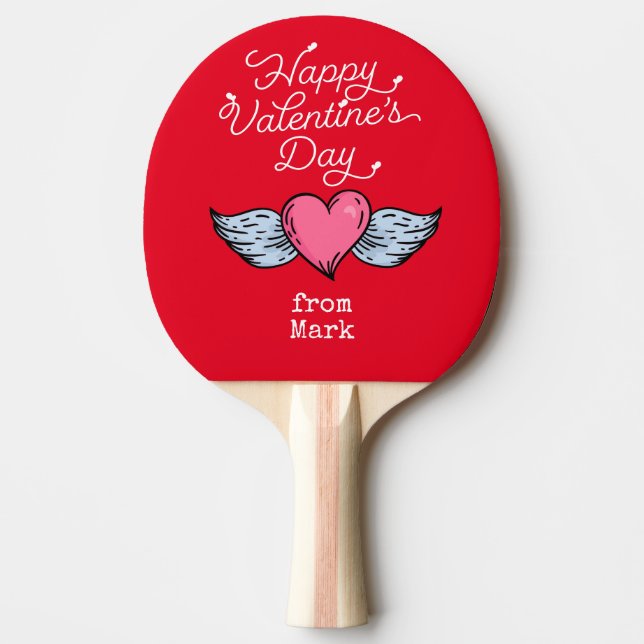 Ping Pong Valentine's Day with Heart Ping Pong Paddle (Front)