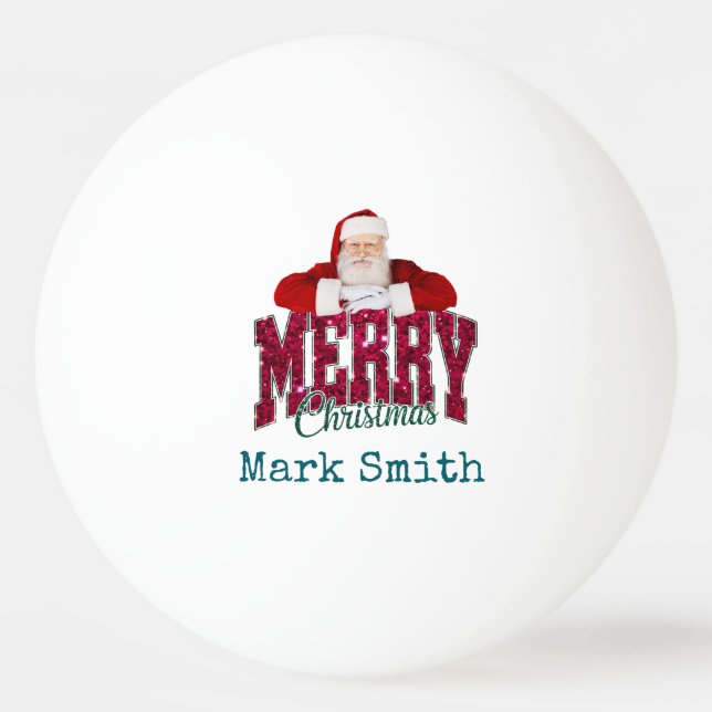 Ping Pong with Santa Claus Merry Christmas Ping Pong Ball (Front)