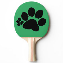 Pingpong Paddle - Polydactyl Pawprint on Green