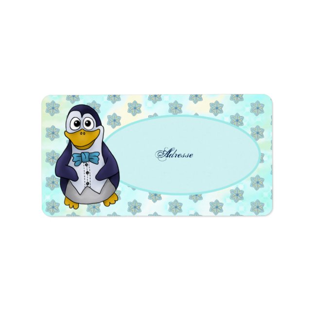 Pinguin mit Fliege Adressaufkleber Label (Front)