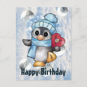 Pinguin mit Herz Postkarte Postcard