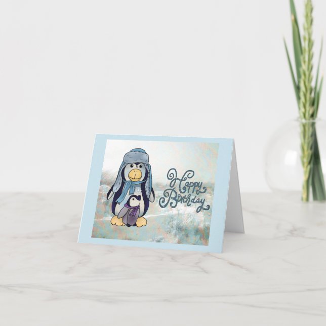 Pinguin mit Kind Card (Front)