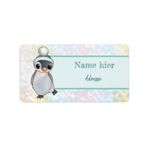 Pinguin mit Mütze Label