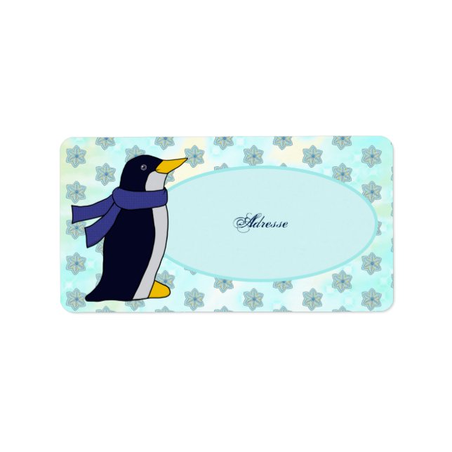 Pinguin mit Schal Adressaufkleber Label (Front)