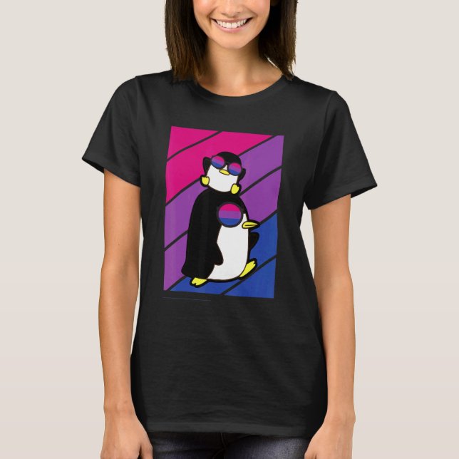 Pinguin Pride Bisexual Flag Lgbtq Proud Ally Pride T-Shirt (Front)