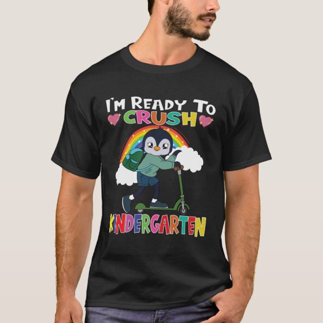 Pinguin With Scooter I m Ready To Crush Kindergart T-Shirt (Front)