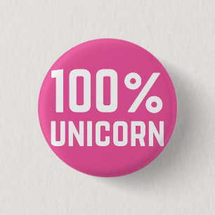 Pink 100% Unicorn Badge Pin Button