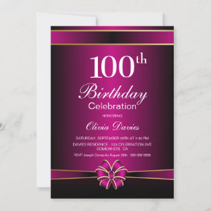 Pink 100th Birthday Celebration Invitation