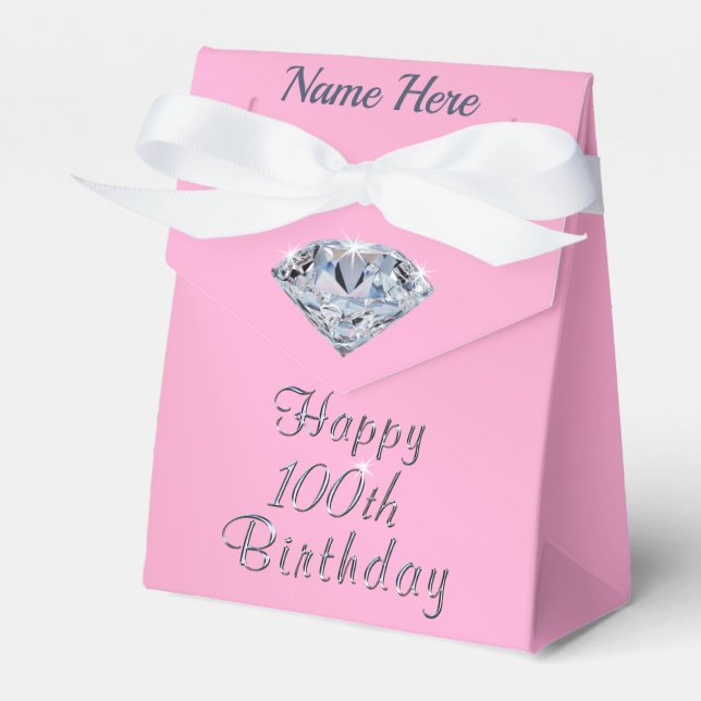 Pink, 100th Birthday Party Ideas, Favour Boxes, Box (Front Side)