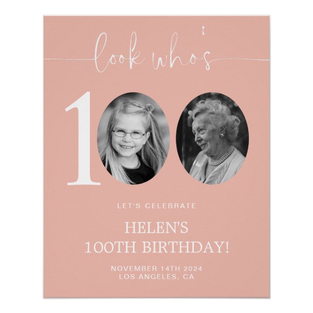 Pink 100th Birthday Welcome Poster (Front)