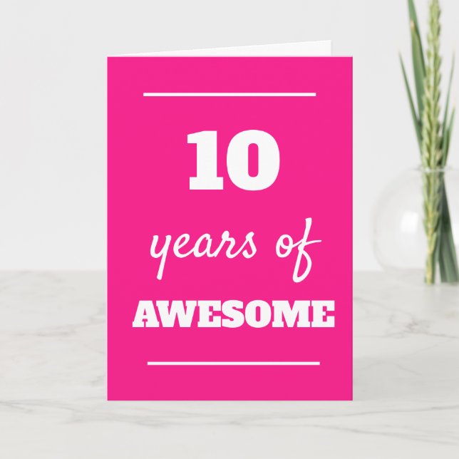 Pink 10th Birthday Card (Front)