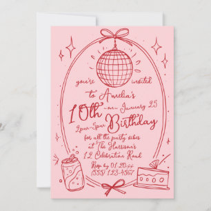 Pink 10th Birthday Double Digits Girl Party Invite