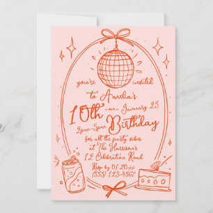 Pink 10th Birthday Double Digits Girl Party Invite