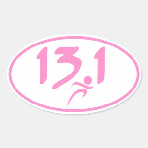 Pink 13.1 half-marathon oval sticker