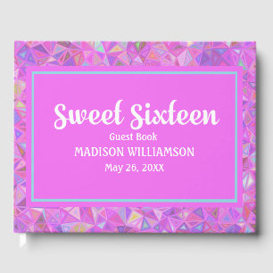 Pink 16 Birthday Personalised Guest Book Geometric
