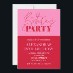 Pink 18th birthday invitations Birthday Party<br><div class="desc">Pink 18th birthday invitations Birthday Party elegant modern glam red glitter chic sparkle</div>