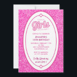 Pink 18th birthday invitations Glitter Girl<br><div class="desc">Pink 18th birthday invitations doll fushia</div>