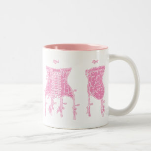 Pink 1908 Corset Illustration Two-Tone Coffee Mug