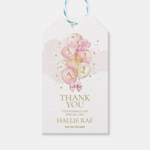 Pink 1st Birthday and Baptism Thank You Favor Tag