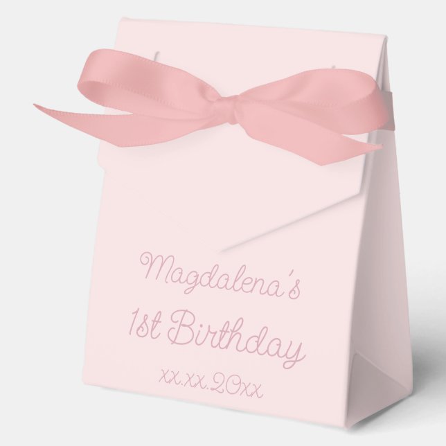 pink 1st birthday favour box (Front)