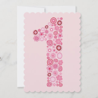 Pink 1st Birthday Number 1 Party Custom Invite