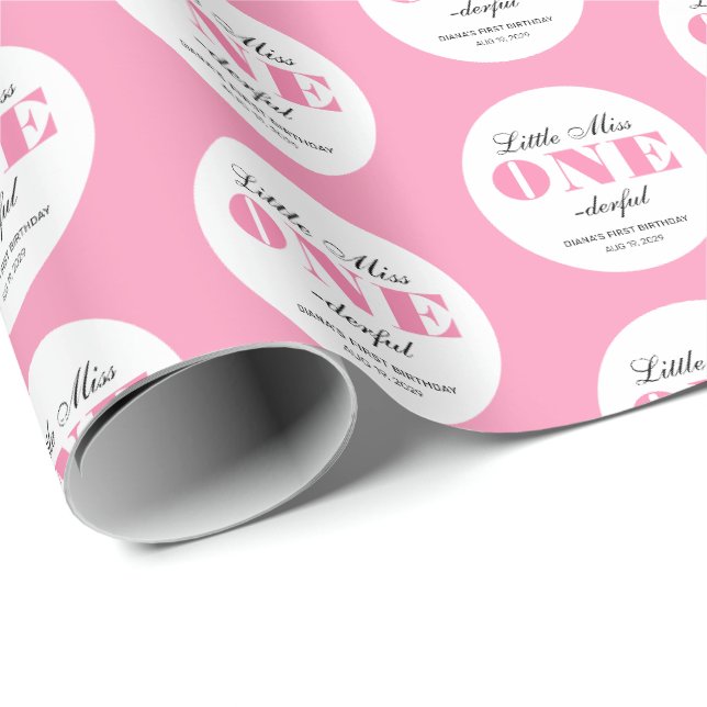 Pink 1st Birthday  Wrapping Paper (Roll Corner)