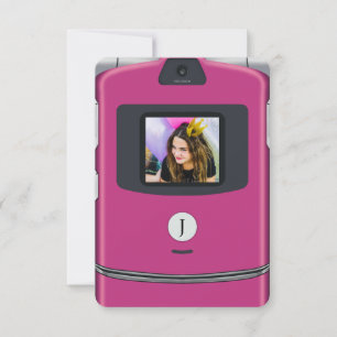 Pink 2000s Flip Phone Birthday Invitation