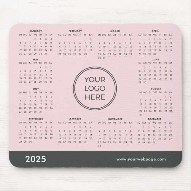 Pink 2025 Calendar Business Logo Mouse Pad (Front)