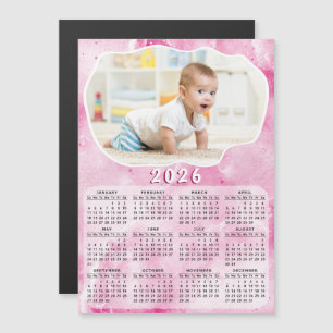 Pink 2025 Magnetic Calendar Custom Photo
