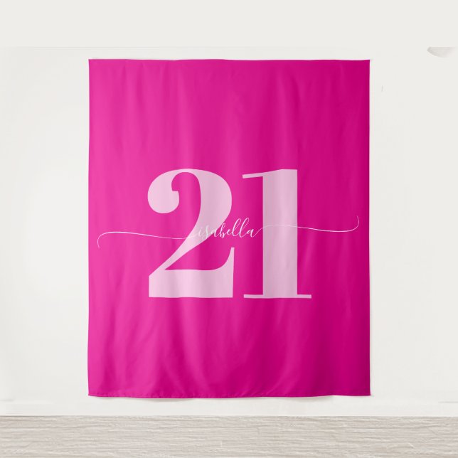 Pink 21st Birthday Celebration Tapestry (Front)