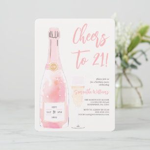 Pink 21st Birthday Invitation