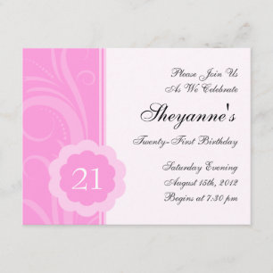 Pink 21st Birthday Party Invitation