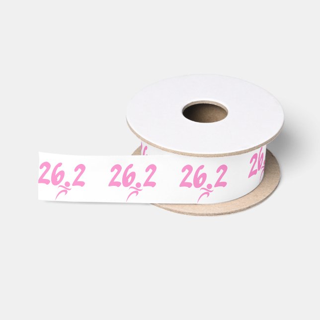 Pink 26.2 marathon satin ribbon (Spool)