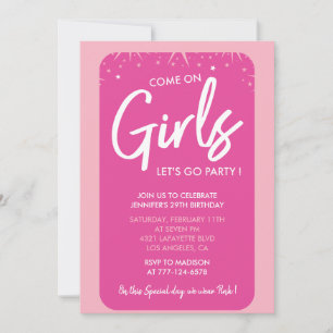 Pink 29th birthday invitations Girl Trendy Girly