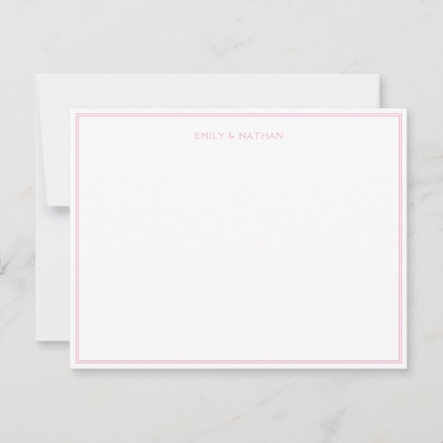 Pink 2 Border Couple Wedding Engagement Custom Card (Front)