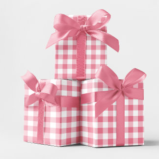 Pink 2 Inch Gingham Check Wrapping Paper