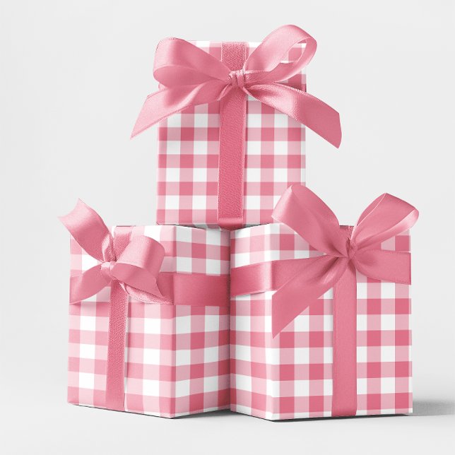 Pink 2 Inch Gingham Check Wrapping Paper (Pink Small 2 Inch Gingham Check Wrapping Paper)