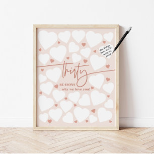 Pink 30 Reasons We Love You Hearts Birthday Poster