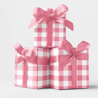 Pink 3 Inch Gingham Check Wrapping Paper