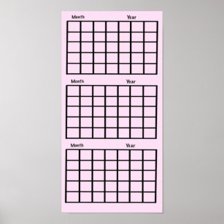 Pink 3 Month Calendar Poster