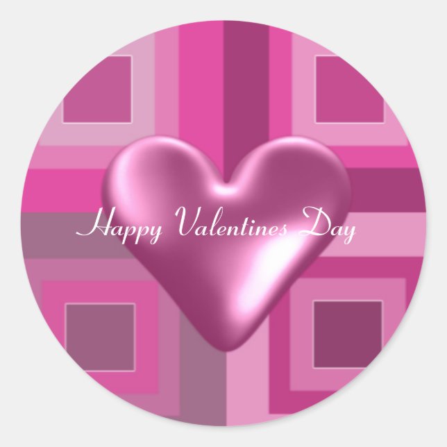 Pink 3D Heart for Valentines Day Classic Round Sticker (Front)