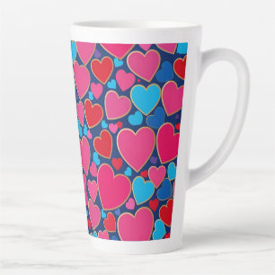 PInk 3d hearts Latte Mug